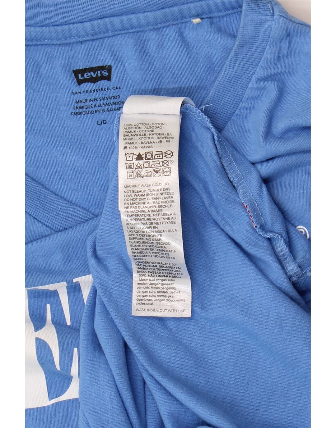 LEVI'S Womens Graphic T-Shirt Top UK 14 Large Blue Cotton