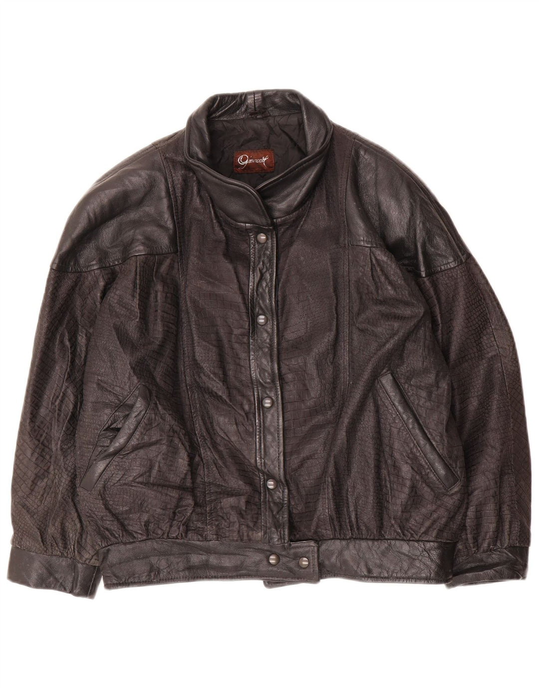 Vintage Womens Leather Jacket IT 44 Medium Black Leather