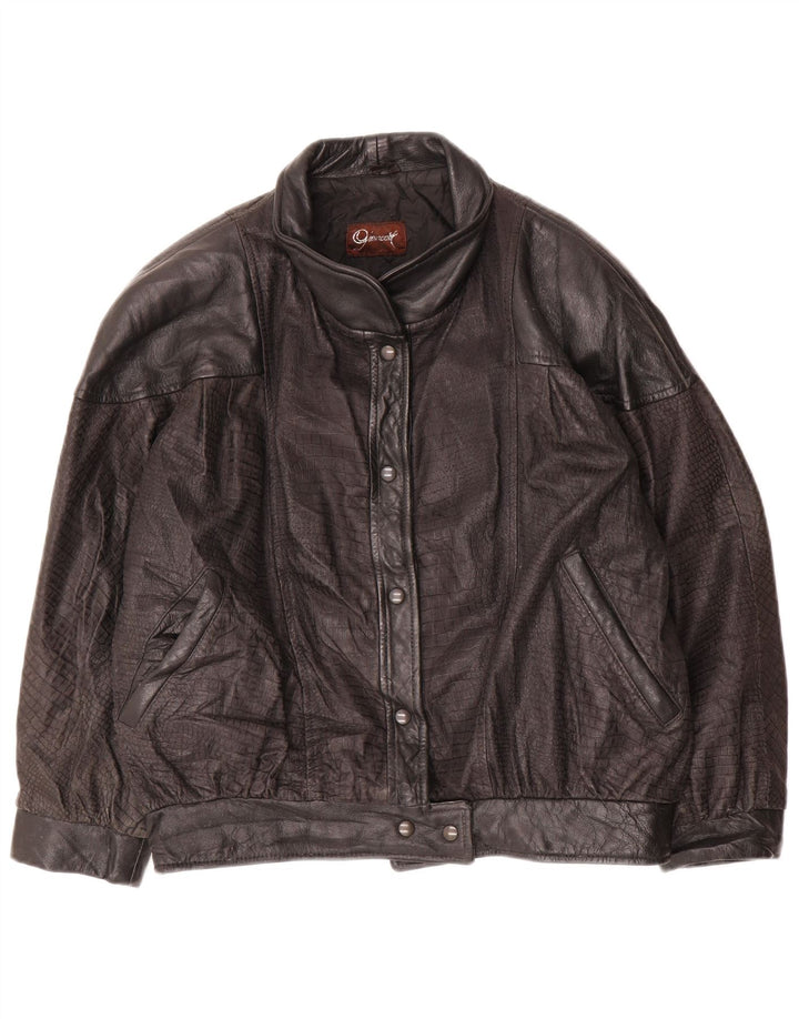 Vintage Womens Leather Jacket IT 44 Medium Black Leather