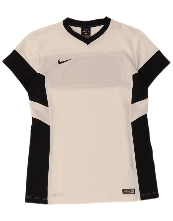 Nike Mens Dri Fit T-Shirt Top Medium White Colourblock Polyester