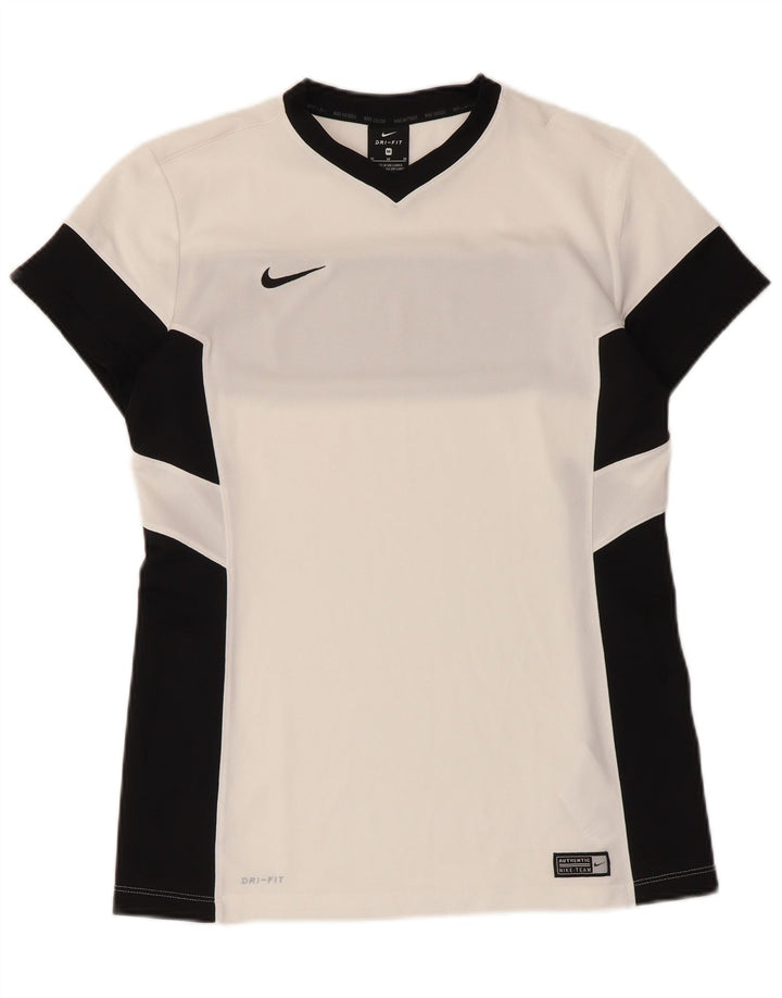 Nike Mens Dri Fit T-Shirt Top Medium White Colourblock Polyester