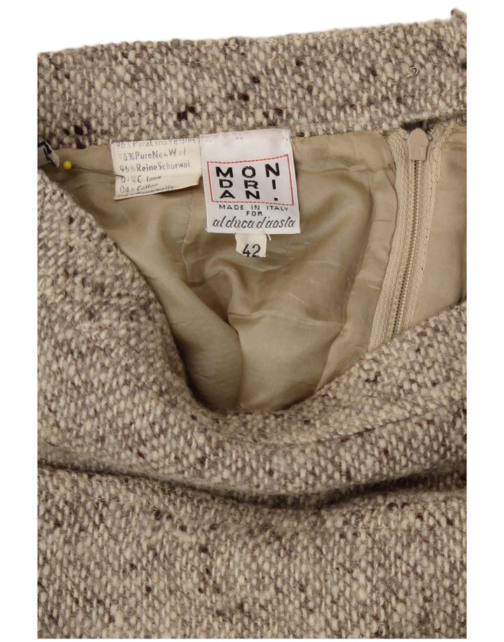 Mondrian Womens Pencil Skirt IT 42 Medium W28  Beige Flecked New Wool