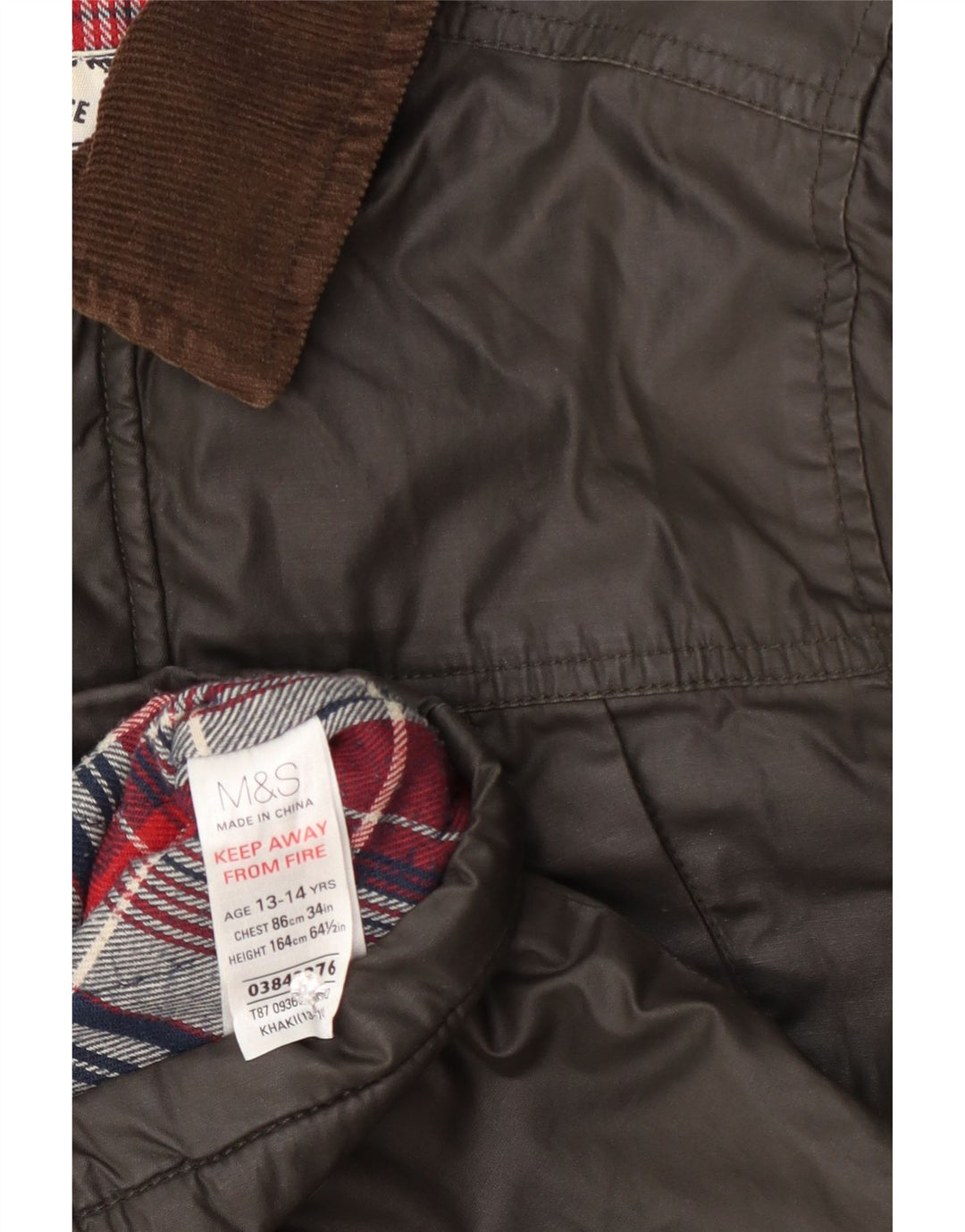 Marks & Spencer Boys Waxed Cotton Jacket 13-14 Years Khaki