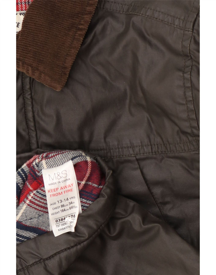Marks & Spencer Boys Waxed Cotton Jacket 13-14 Years Khaki
