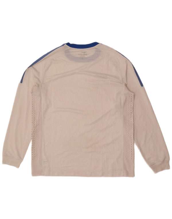 Nike Mens Dri Fit Top Long Sleeve Large White Colourblock Polyester