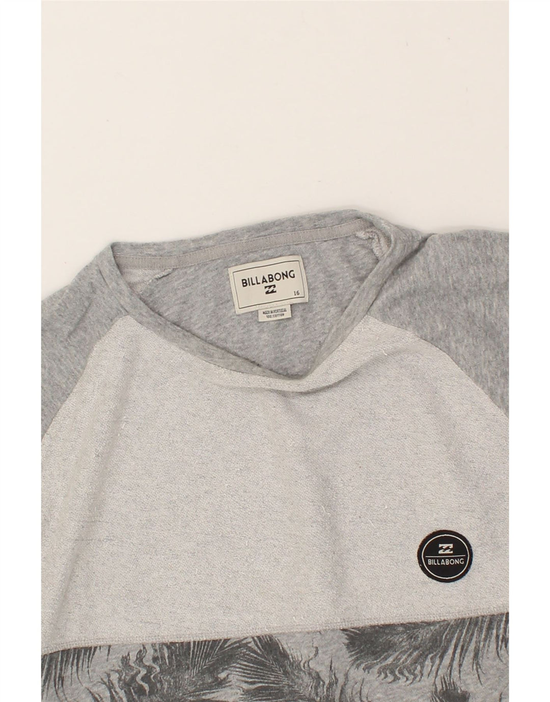 BILLABONG Boys Sweatshirt Jumper 15-16 Years Grey Colourblock Cotton Vintage Billabong and Second-Hand Billabong from Messina Hembry 