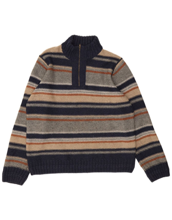 Marks & Spencer Mens North Coast Zip Neck Jumper Sweater Large Navy Blue