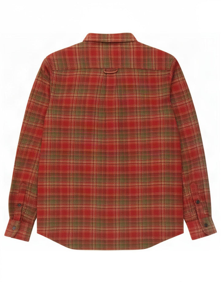 Orvis Mens Flannel Shirt Large Red Plaid Cotton