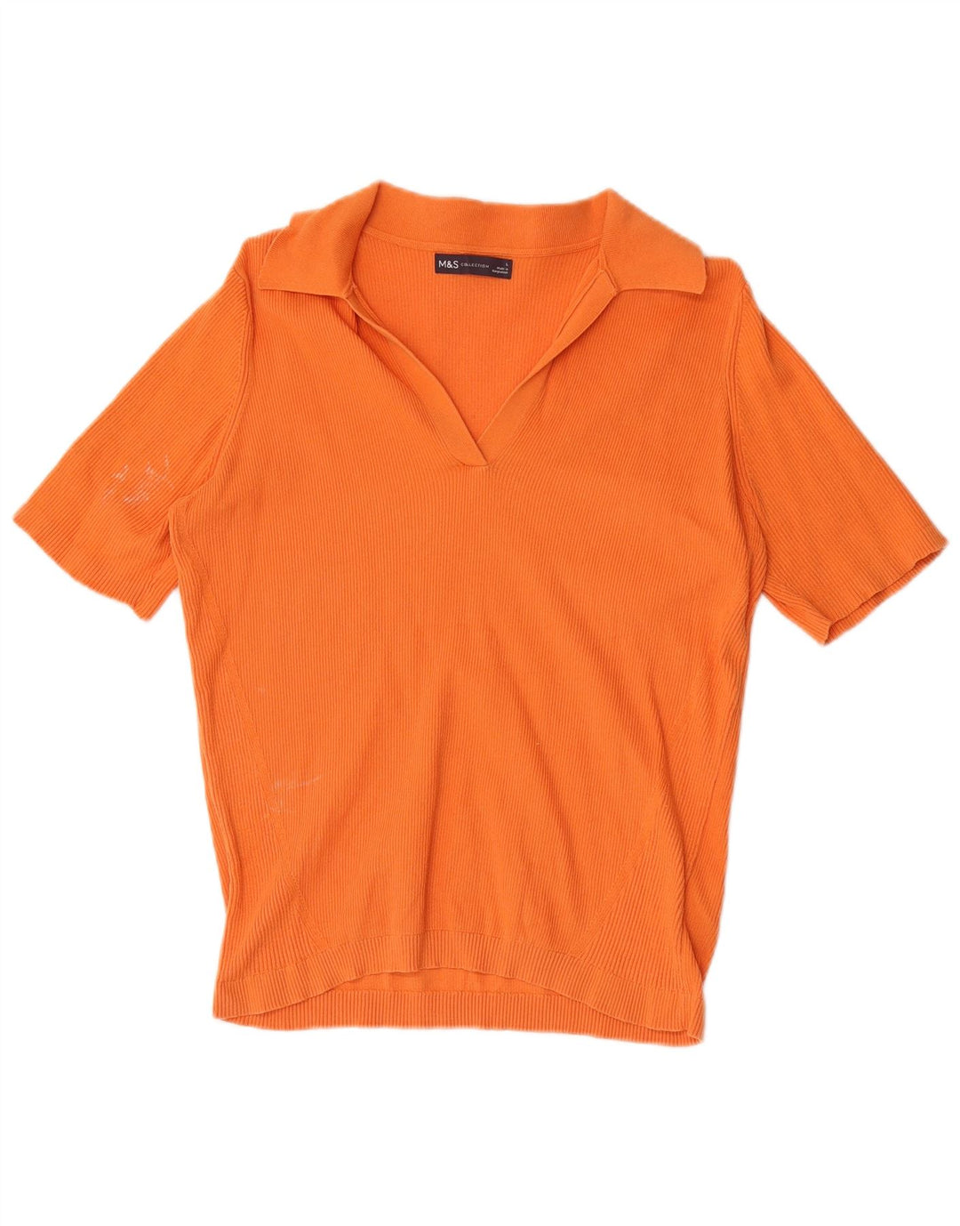 Marks & Spencer Womens Polo Shirt UK 16 Large Orange Cotton