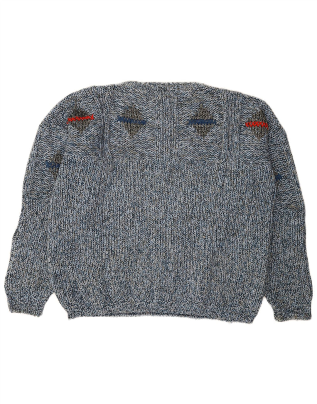 Pitti Womens Oversized Boat Neck Jumper Sweater IT 48 XL Blue Geometric