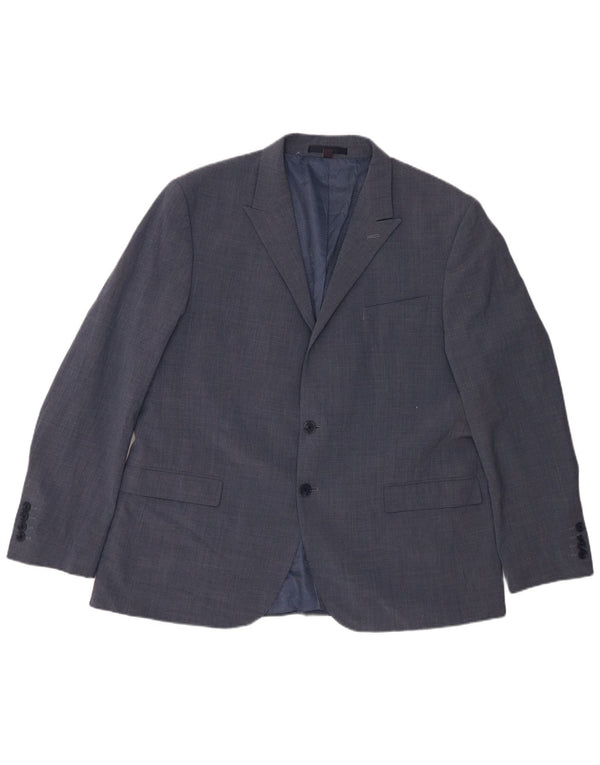 Marks & Spencer Mens 2 Button Blazer Jacket UK 46 3XL Blue Wool