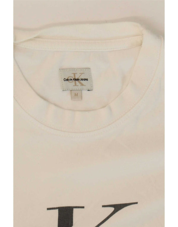 Calvin Klein Jeans Womens Crop Graphic T-Shirt Top UK 12 Medium White