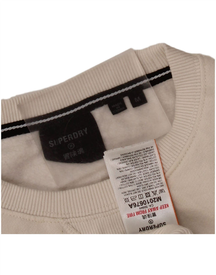 Superdry Mens Graphic Sweatshirt Jumper Medium Off White Cotton