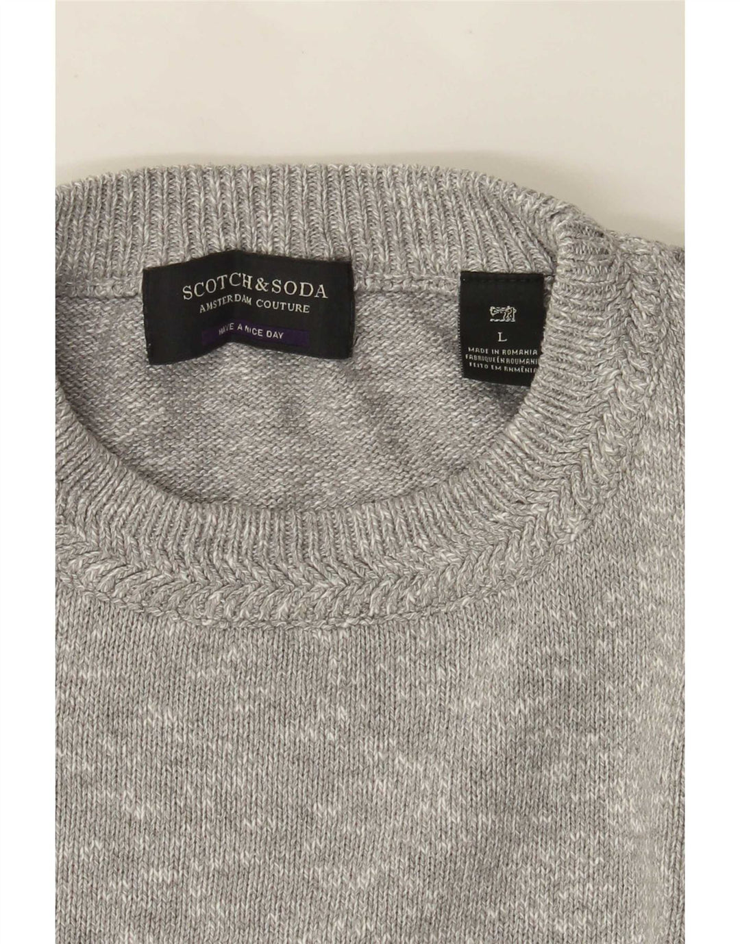 Scotch & Soda Mens Crew Neck Jumper Sweater Large Grey Flecked