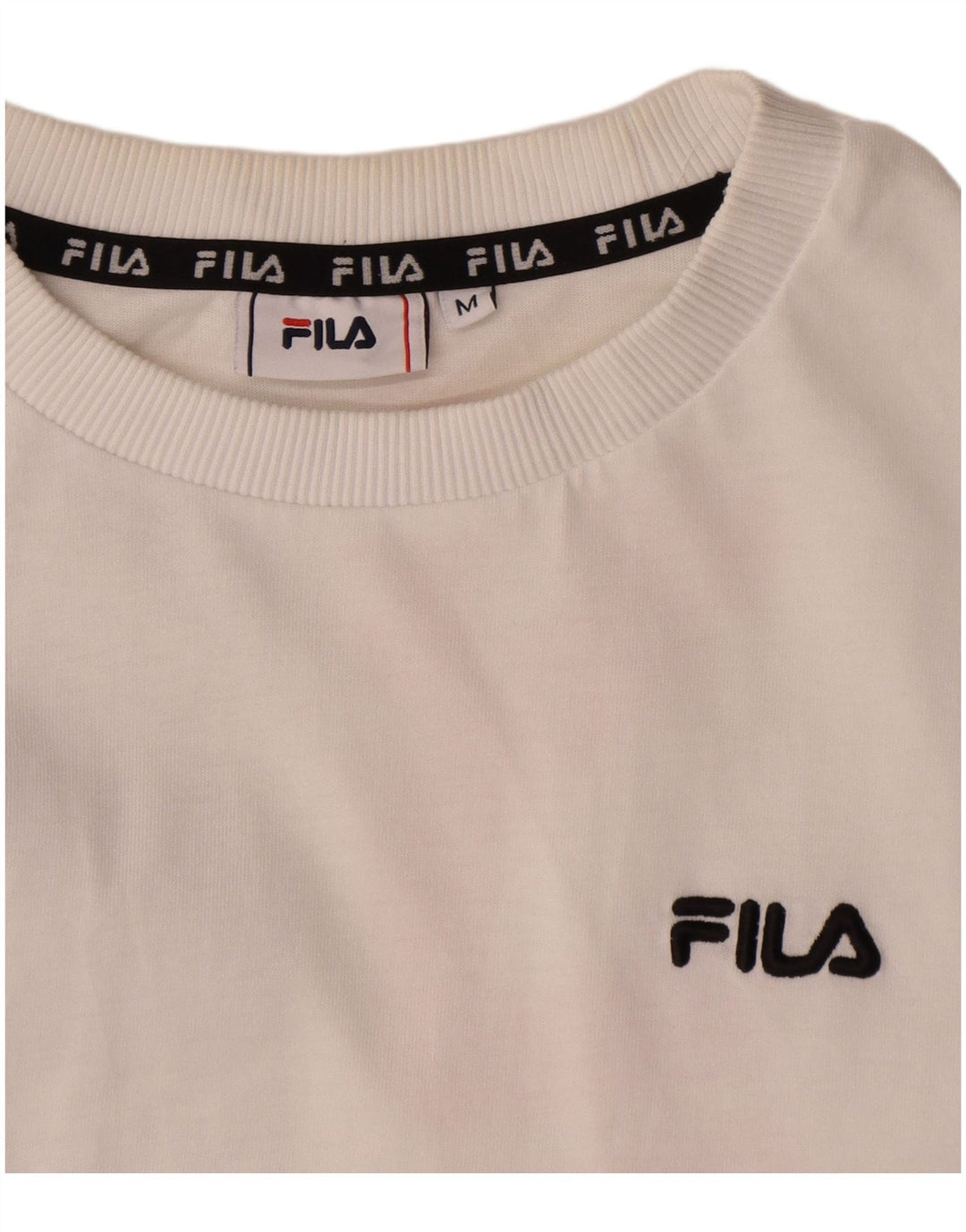 Fila Womens Crop Graphic Top Long Sleeve UK 14 Medium White Cotton