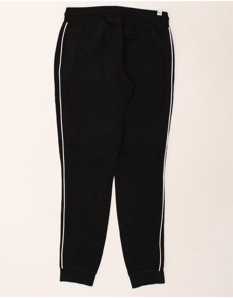 PUMA Womens Graphic Tracksuit Trousers Joggers UK 12 Medium Black Cotton | Vintage Puma | Thrift | Second-Hand Puma | Used Clothing | Messina Hembry 