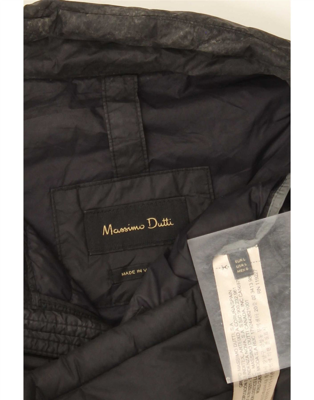 Massimo Dutti Mens Padded Jacket UK 40 Large Black Nylon