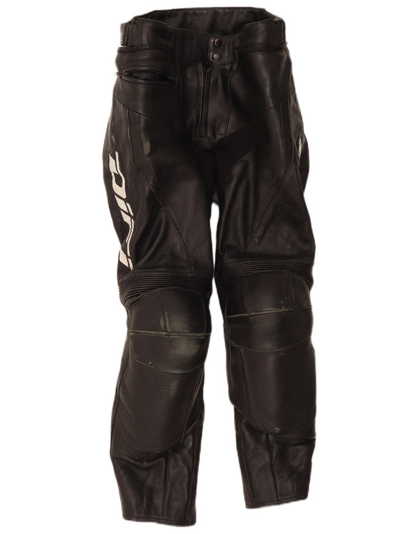 Difi Mens Leather Moto Racer Trousers W30 L28 Black Biker