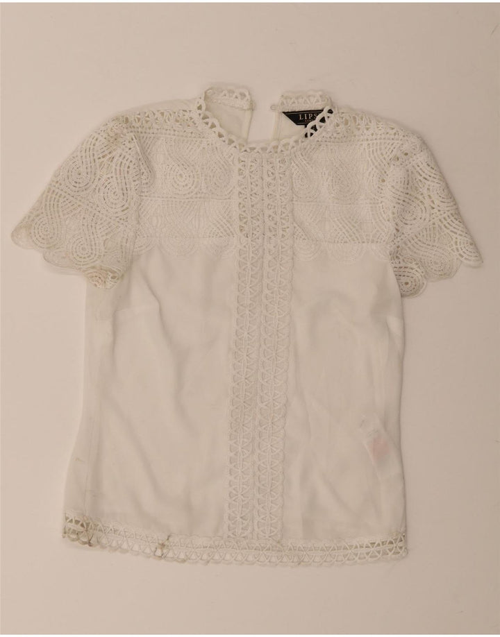 Lipsy Womens Blouse Top UK 6 XS  White Floral Polyester