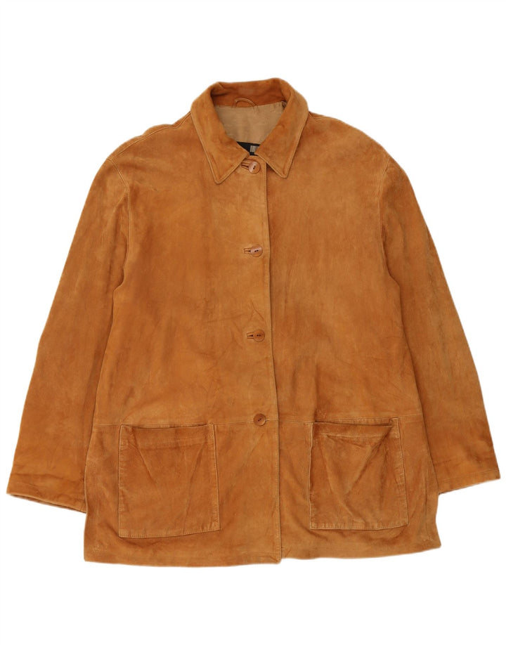 Vintage Womens Suede Jacket IT 46 Large Brown Leather