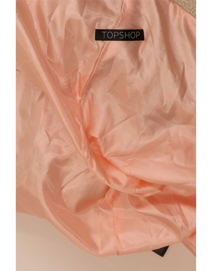 Topshop Womens Overcoat UK 12 Medium Beige Colourblock Polyester