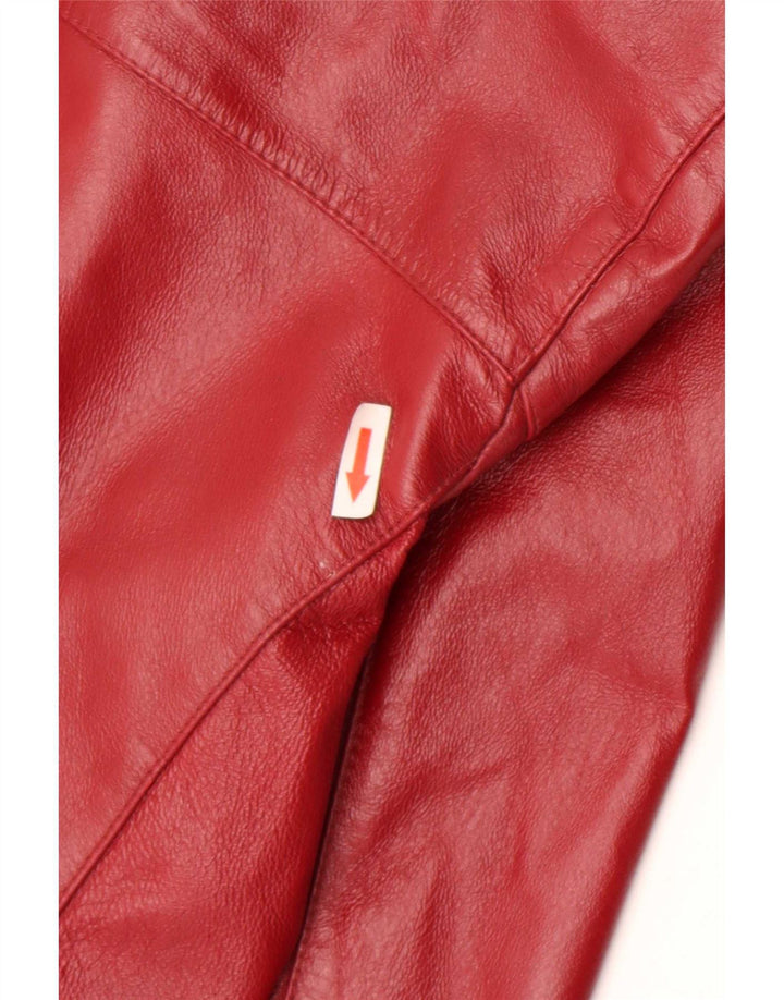 HELLINE Womens Leather Jacket UK 12 Medium Red Leather