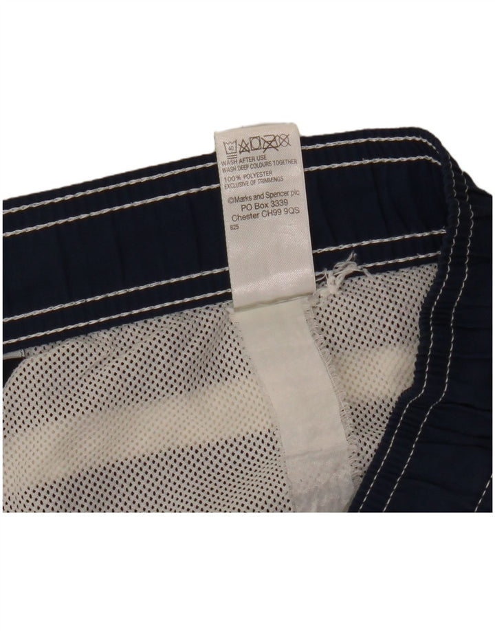 Marks & Spencer Mens Swimming Shorts XL  Navy Blue Striped Polyester