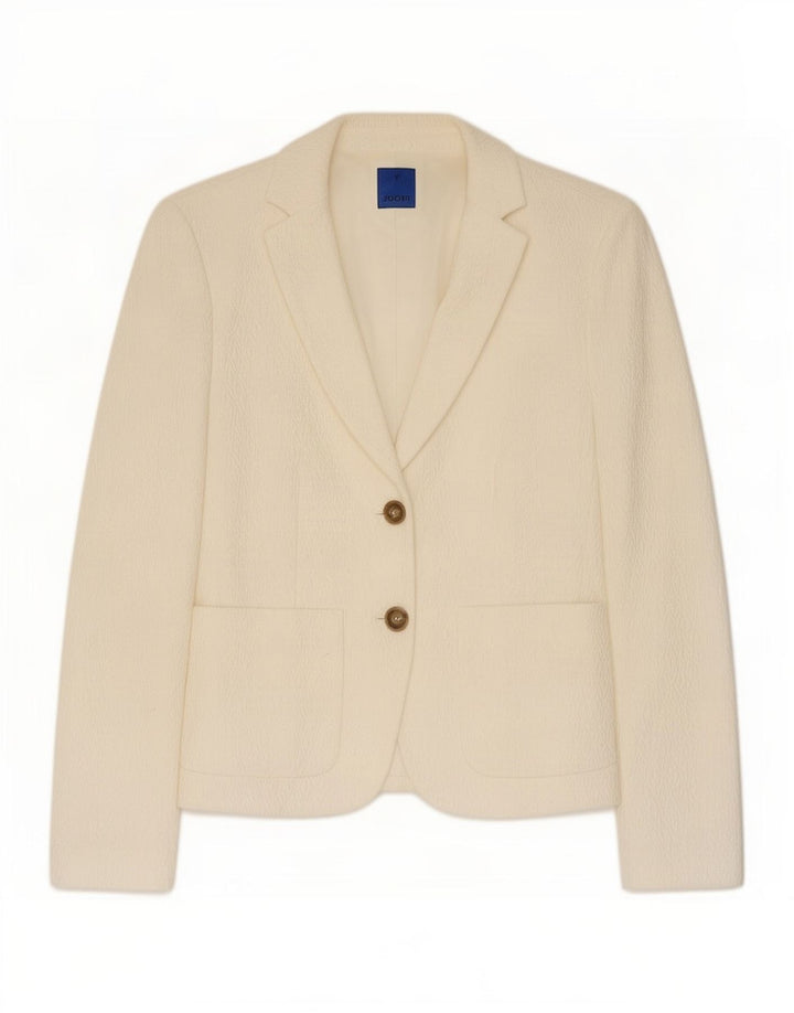 Joop Womens 2 Button Blazer Jacket EU 38 Medium Off White Geometric Viscose