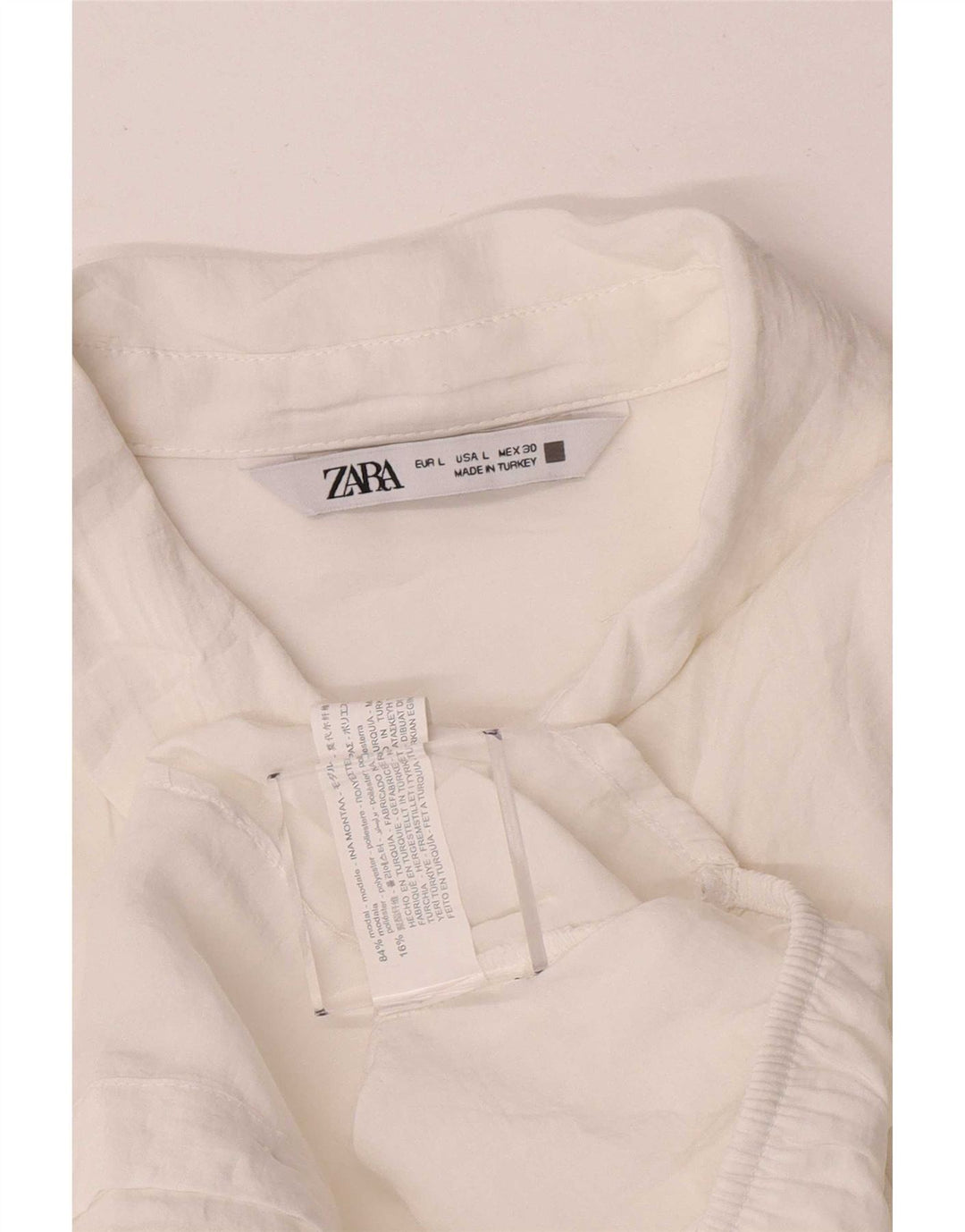 Zara Womens Crop Wrap Shirt UK 16 Large White Modal