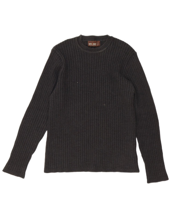 Zara Mens Crew Neck Jumper Sweater Medium Grey Wool