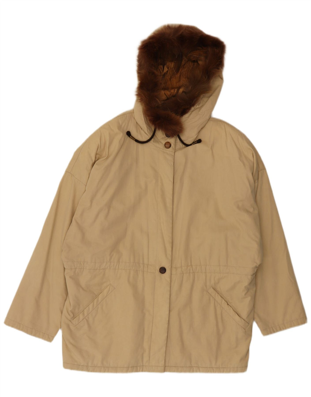 Vintage Womens Hooded Parka Jacket UK 20 2XL Beige