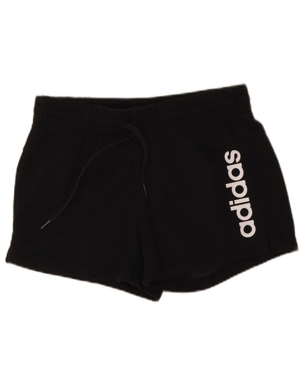 Adidas Womens Graphic Sport Shorts UK 8/10 Small W26 Black Cotton