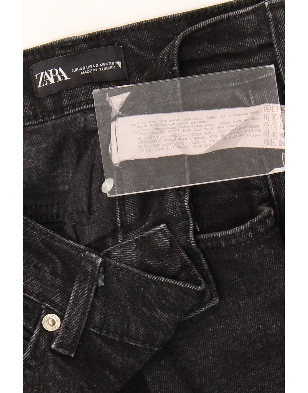 Zara Womens Cropped Jeans EU 40 Large W30 L25 Black Cotton