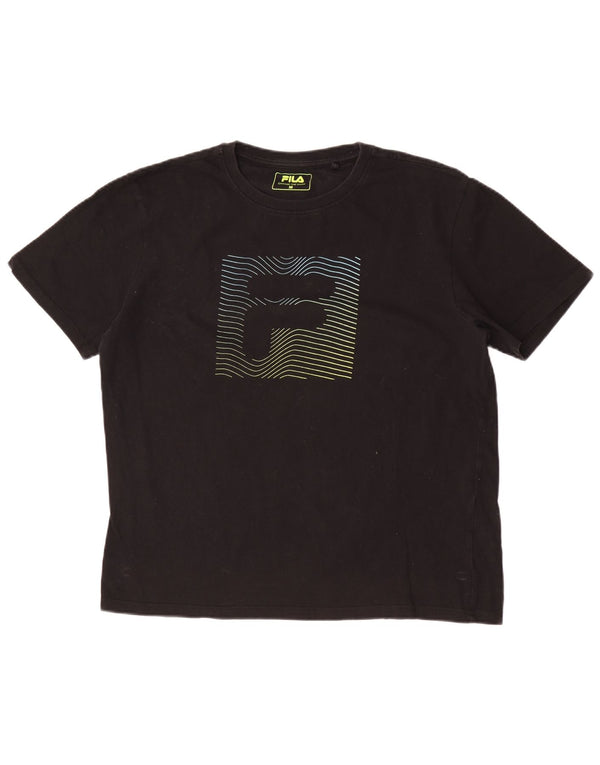 Fila Mens Graphic T-Shirt Top Medium Black Cotton