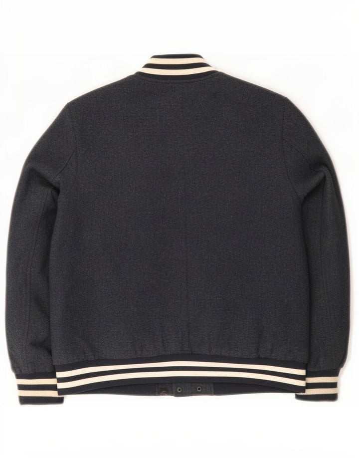 Superdry Womens Varsity Jacket UK 16 Large Navy Blue Wool