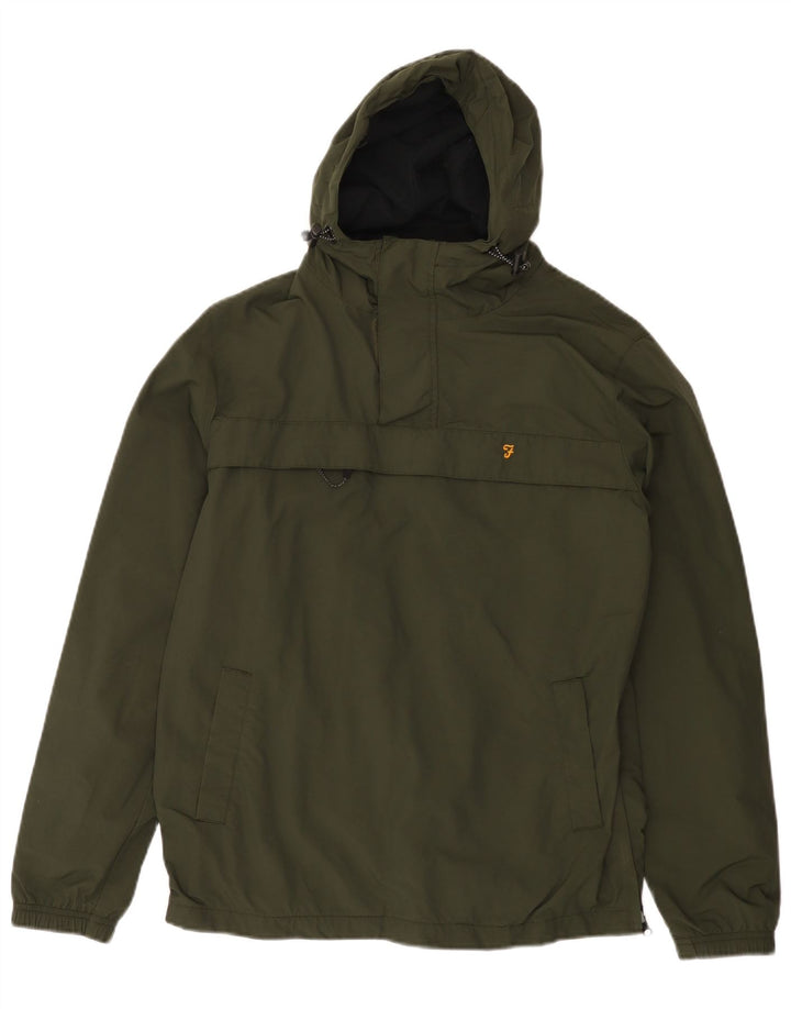 Farah Mens Hooded Pullover Rain Jacket UK 36 Small Green Polyamide
