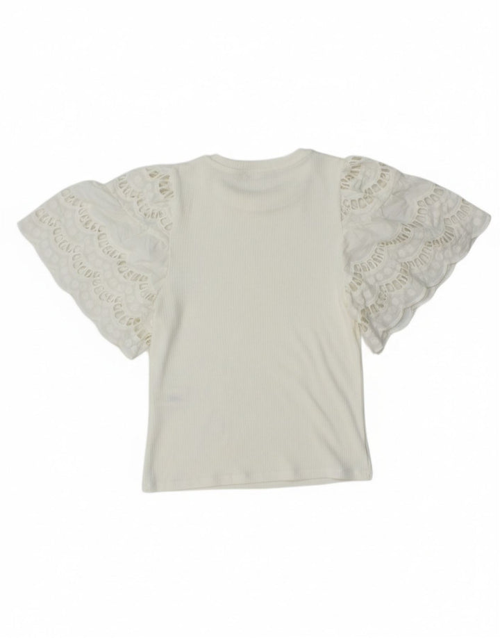 Zara Womens Crop Batwing Blouse Top UK 8 Small White Viscose