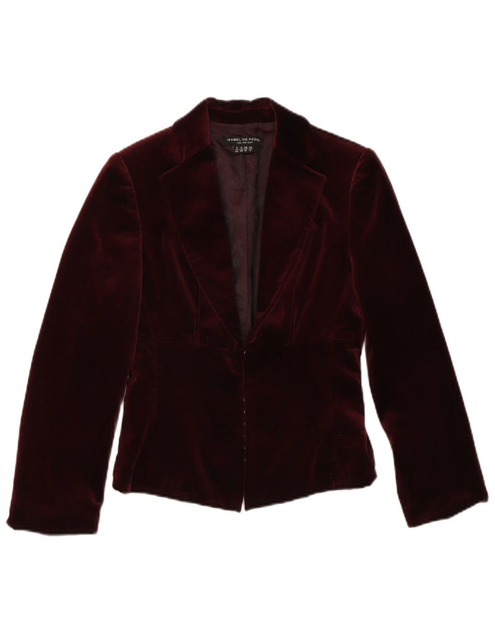 Isabel De Pedro Womens Crop 3/4 Sleeve Blazer Jacket UK 10 Small Maroon
