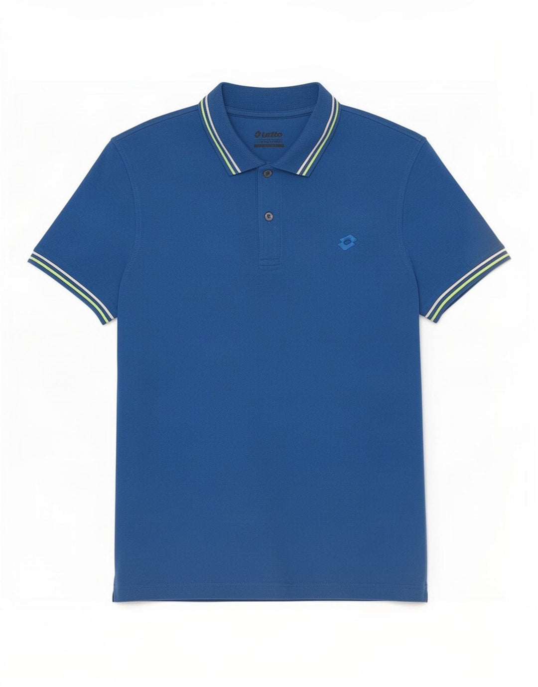 Lotto Mens Polo Shirt Medium Blue Striped Cotton