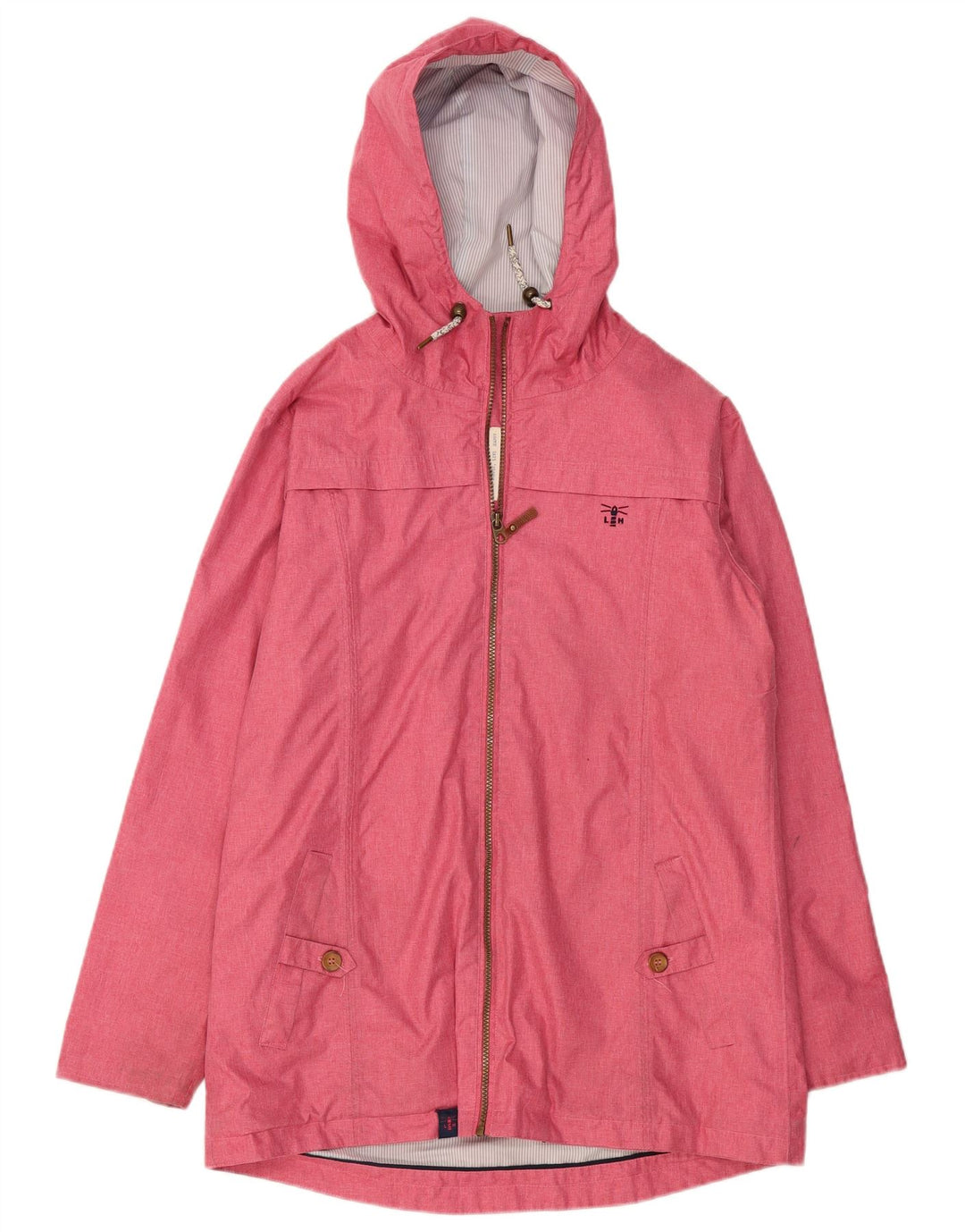 LIGHTHOUSE Womens Hooded Raincoat UK 14 Large Pink Polyester