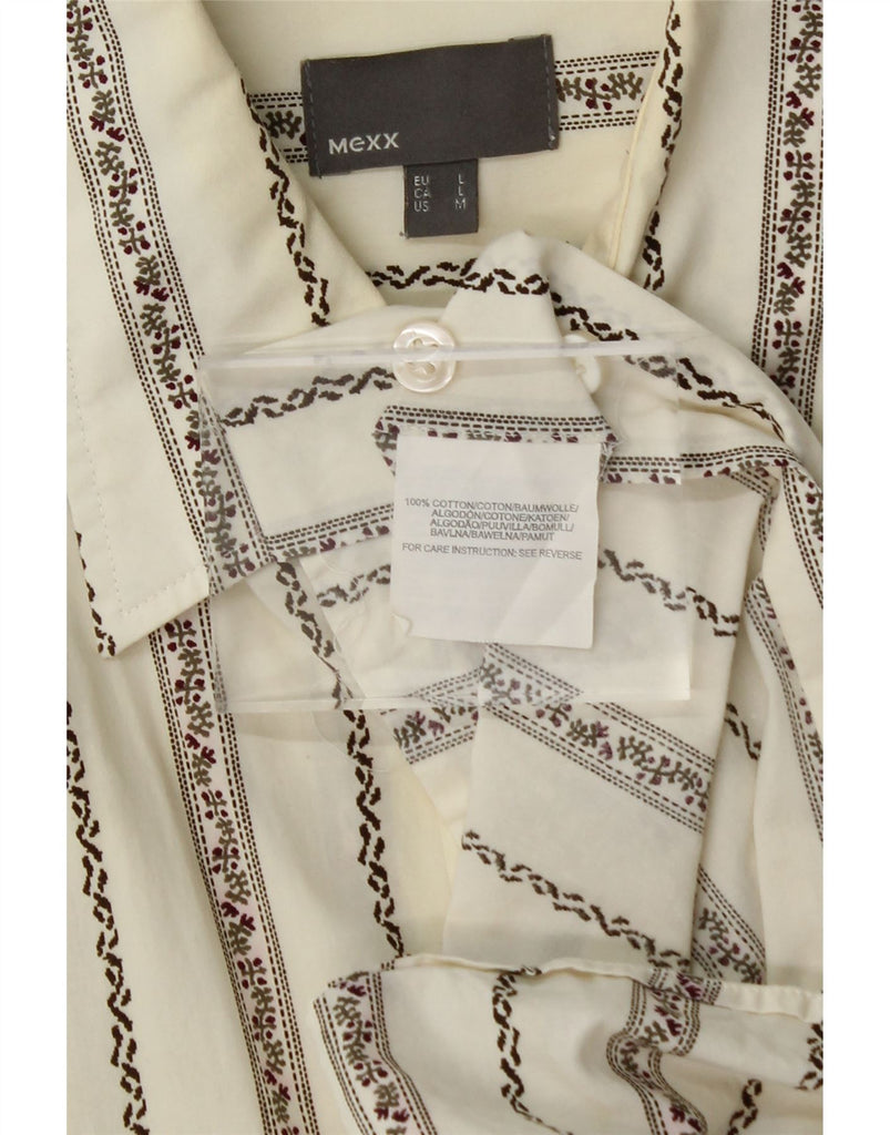 MEXX Mens Shirt Medium Off White Striped Cotton Vintage Mexx and Second-Hand Mexx from Messina Hembry 