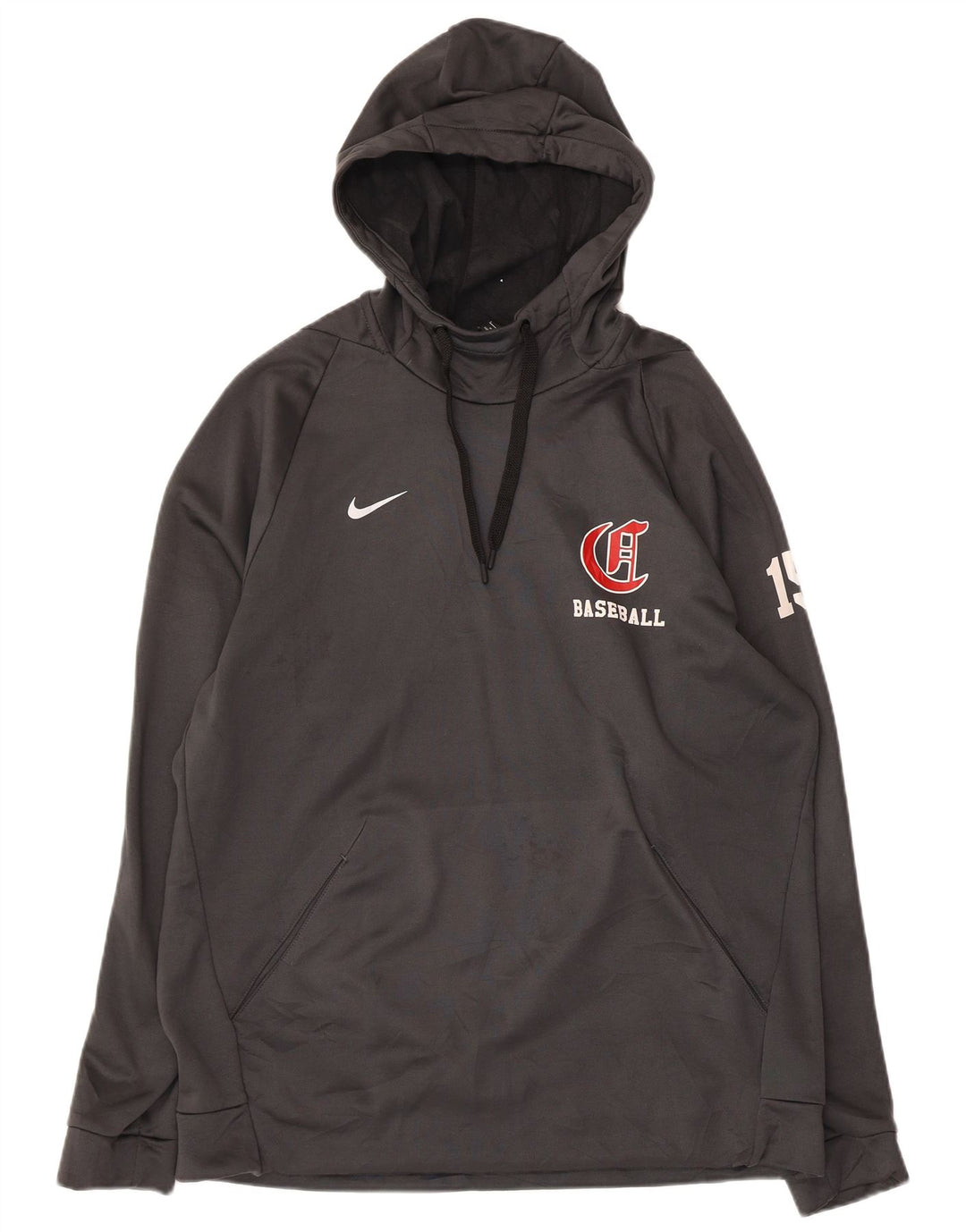NIKE Mens Baseball Graphic Hoodie Jumper Large Grey Polyester