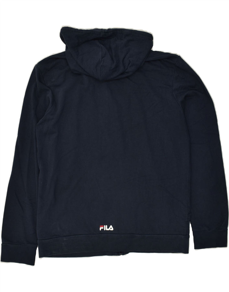 FILA Mens Graphic Zip Hoodie Sweater XL Navy Blue Cotton Vintage Fila and Second-Hand Fila from Messina Hembry 