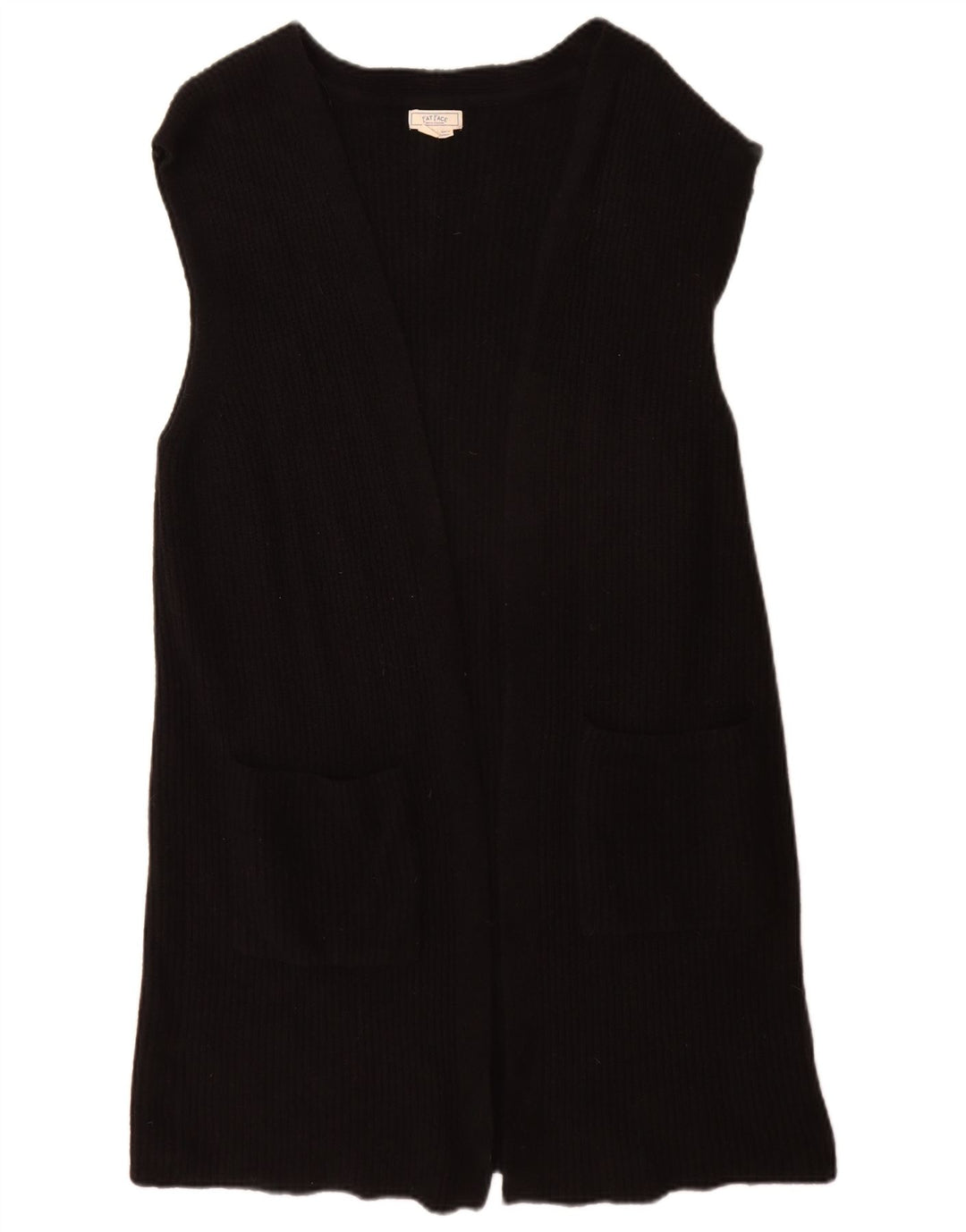 Fat Face Womens Longline Sleeveless Cardigan Sweater UK 14 Medium Black