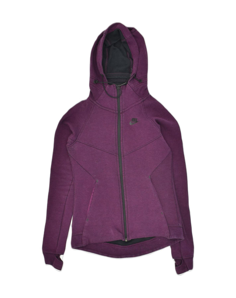 NIKE Womens Zip Hoodie Sweater UK 6 XS Purple Cotton | Vintage Nike | Thrift | Second-Hand Nike | Used Clothing | Messina Hembry 