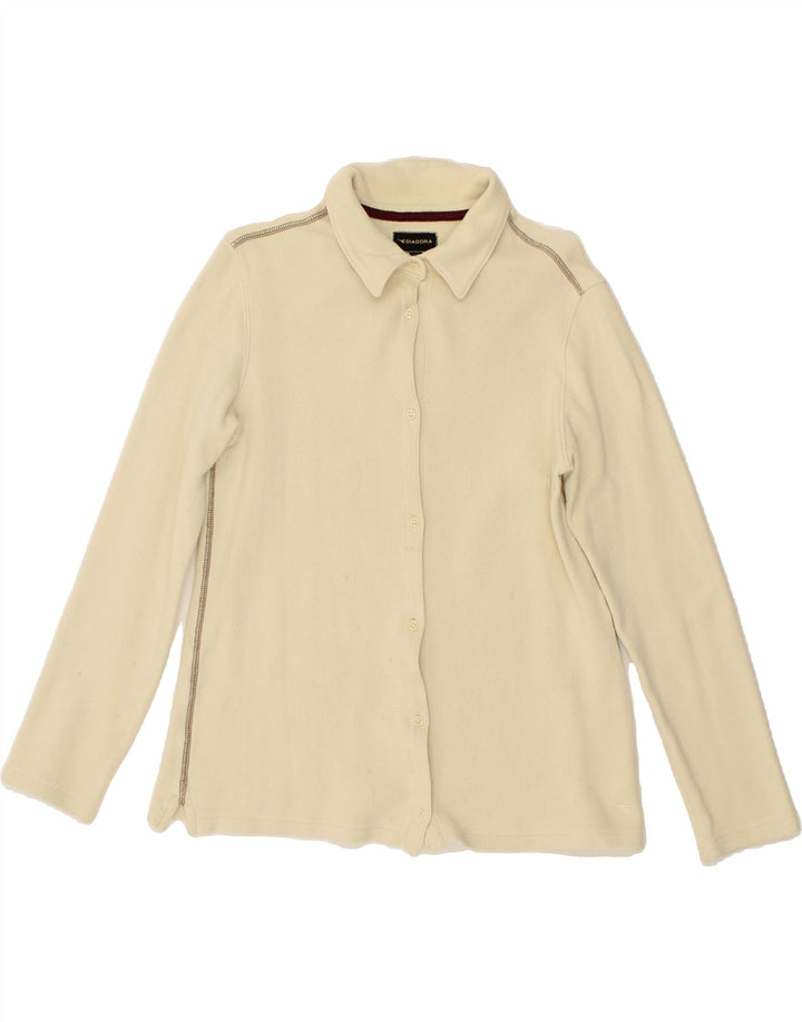DIADORA Womens Cardigan Sweater UK 12 Medium Beige Cotton Vintage Diadora and Second-Hand Diadora from Messina Hembry 