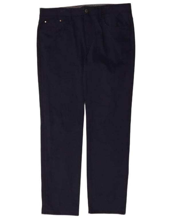 Ted Baker Mens Straight Casual Trousers W36 L32 Navy Blue Cotton