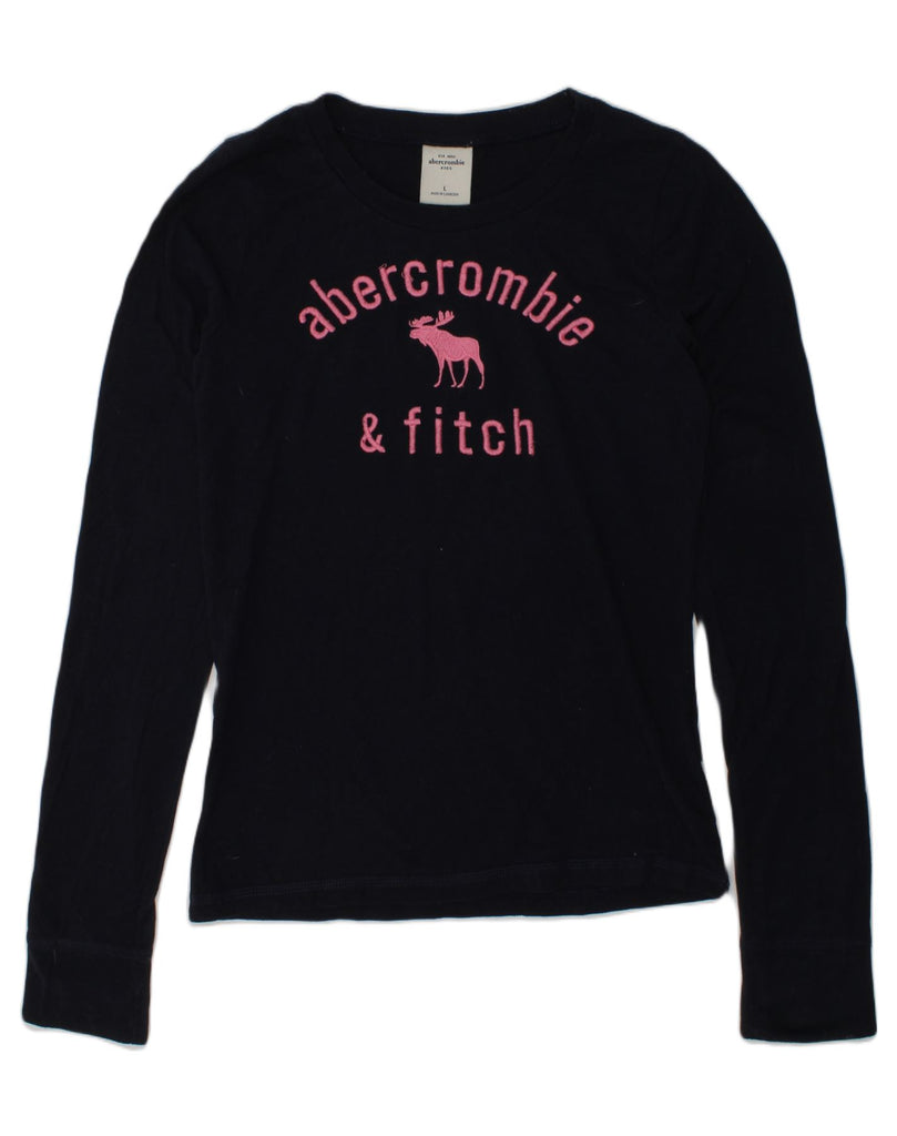 ABERCROMBIE & FITCH Girls Graphic Top Long Sleeve 8-9 Years Navy Blue | Vintage Abercrombie & Fitch | Thrift | Second-Hand Abercrombie & Fitch | Used Clothing | Messina Hembry 