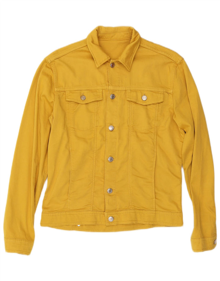Zara Mens Denim Jacket UK 36 Small Yellow Cotton