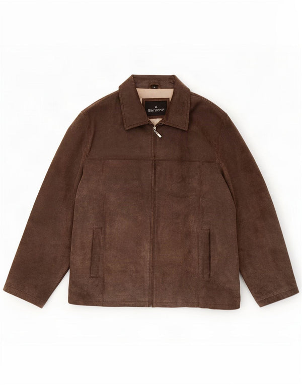 Bersani Mens Suede Bomber Jacket UK 42 XL Brown
